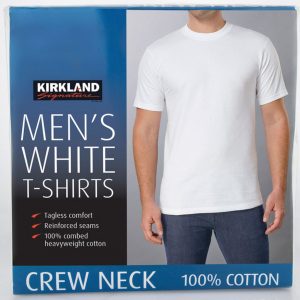 Kirkland Signature Mens Cotton Crew Neck White T-Shirt 6 Pack