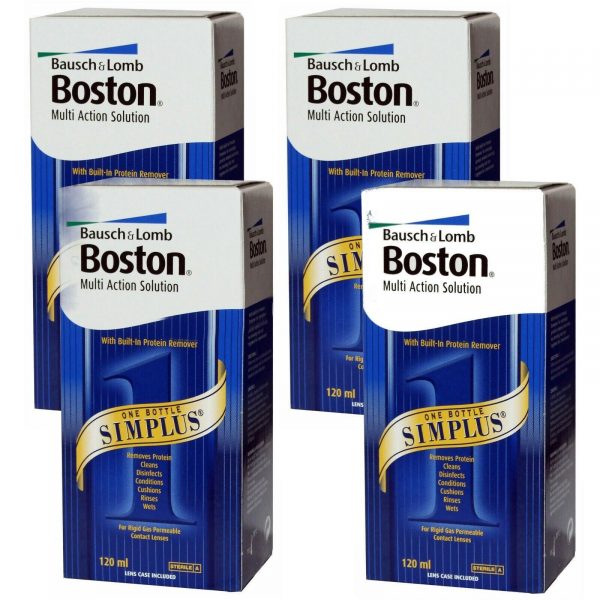4 x 120ml boston simplus multi action contact lens solution