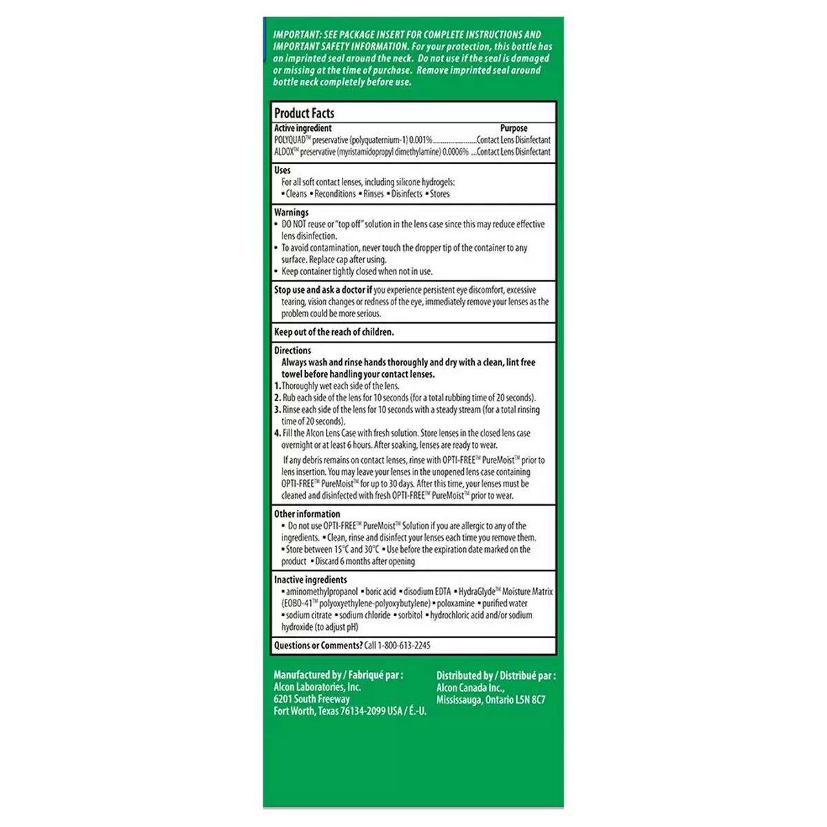 Opti-Free Pure Moist Multi-Purpose Disinfecting Solution, 4 x 300ml (6 Months Supply) - Image 3