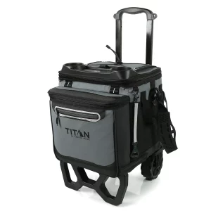 Titan 22.5 Litre 60 Can Cooler with All Terrain Cart in Grey