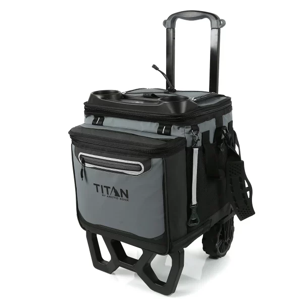 Titan 22.5 Litre 60 Can Cooler with All Terrain Cart in Grey