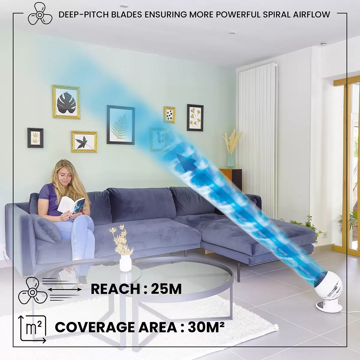 Woozoo Globe Air Circulator Fan with Remote Control White