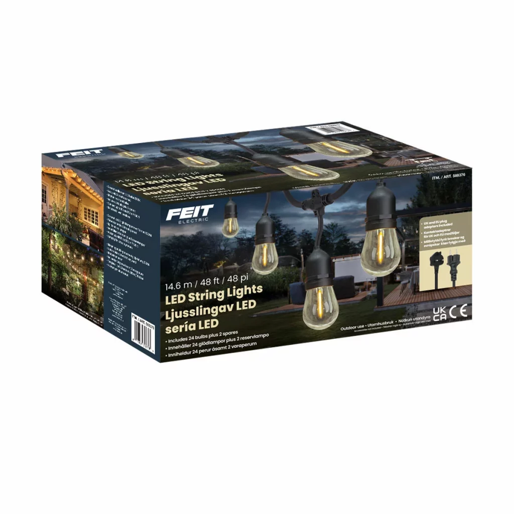 Feit LED Indoor Outdoor Weatherproof String Lights Set - 48ft (14.6 m)