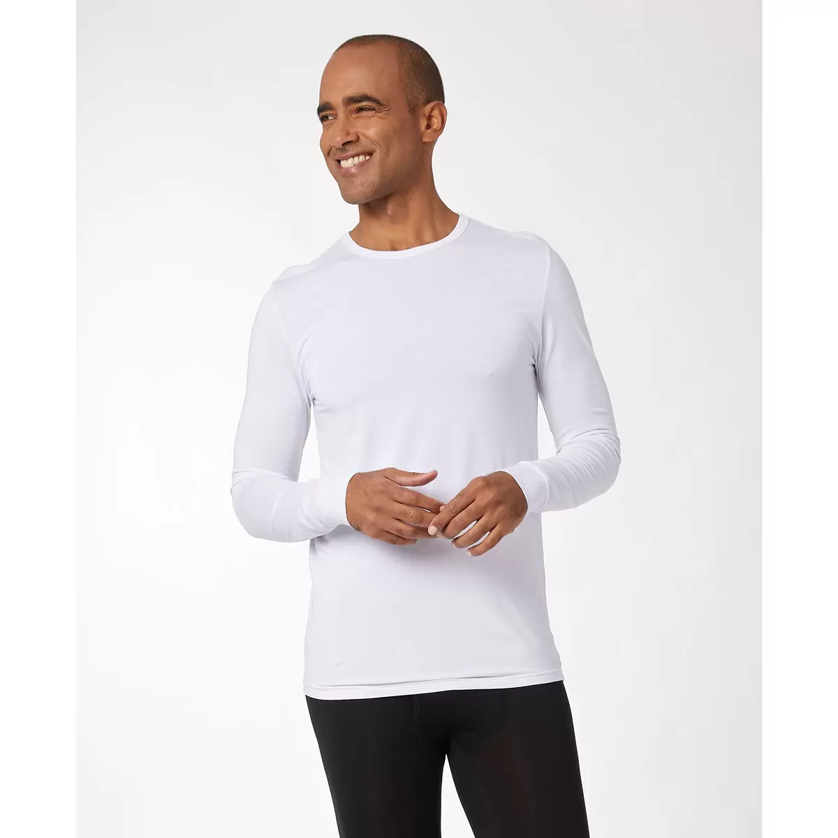 32 Degrees Mens 2 Pack Long Sleeve Heat T-shirt in Grey and White - Image 7