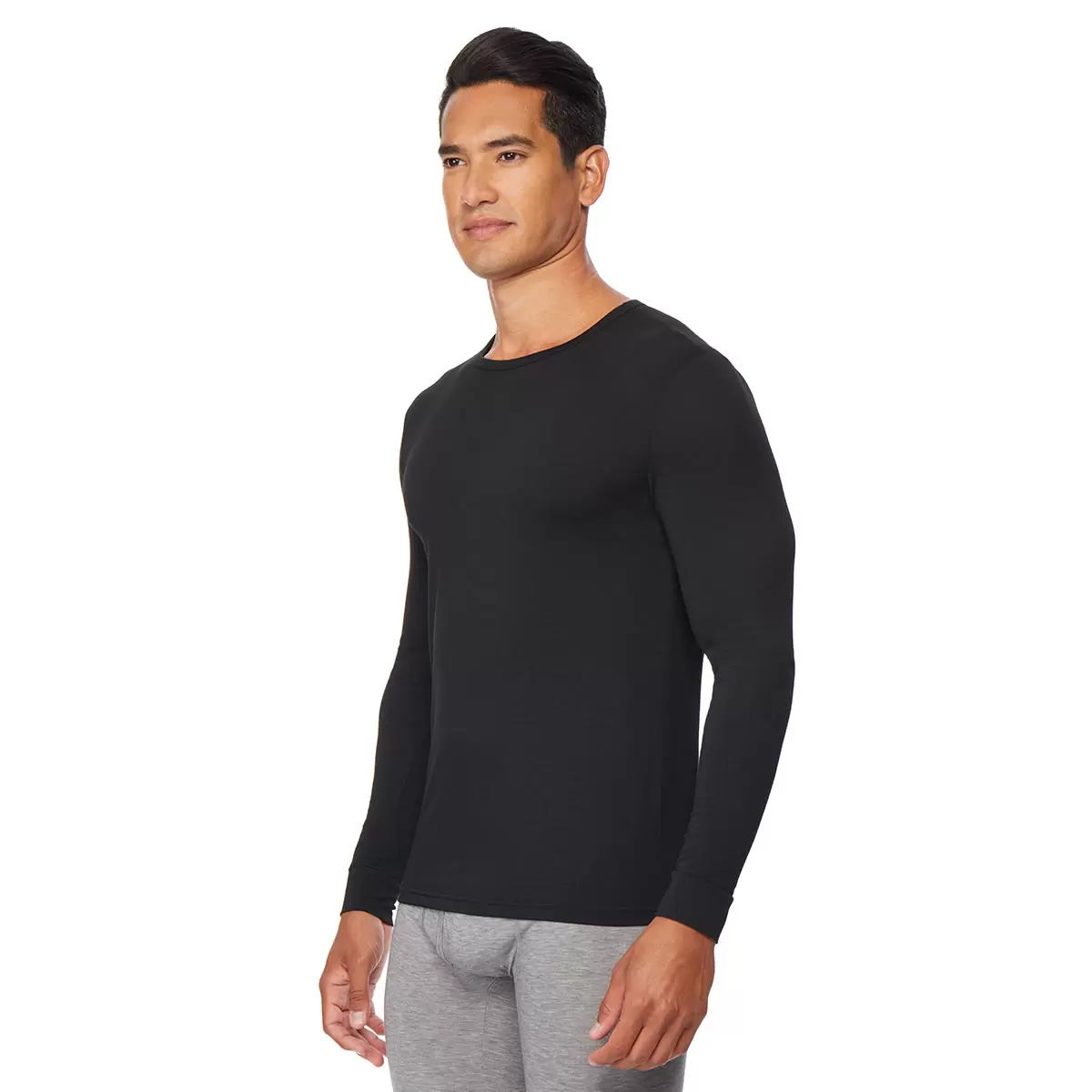 32 Degrees Mens 2 Pack Long Sleeve Heat T-shirt in Solid Black - Image 2