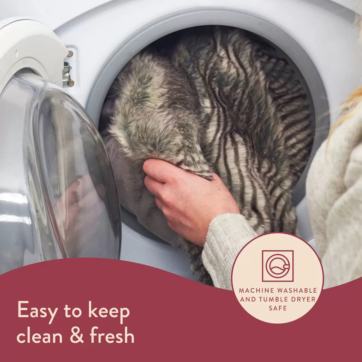 Dreamland Relaxwell Deluxe Faux Fur Heated Throw in Silver Zebra - Image 4