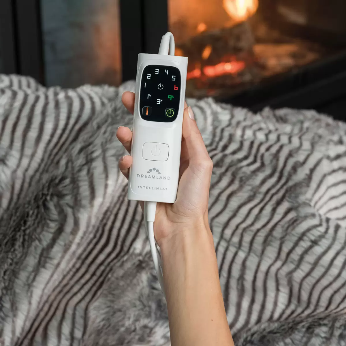 Dreamland Relaxwell Deluxe Faux Fur Heated Throw in Silver Zebra - Image 3