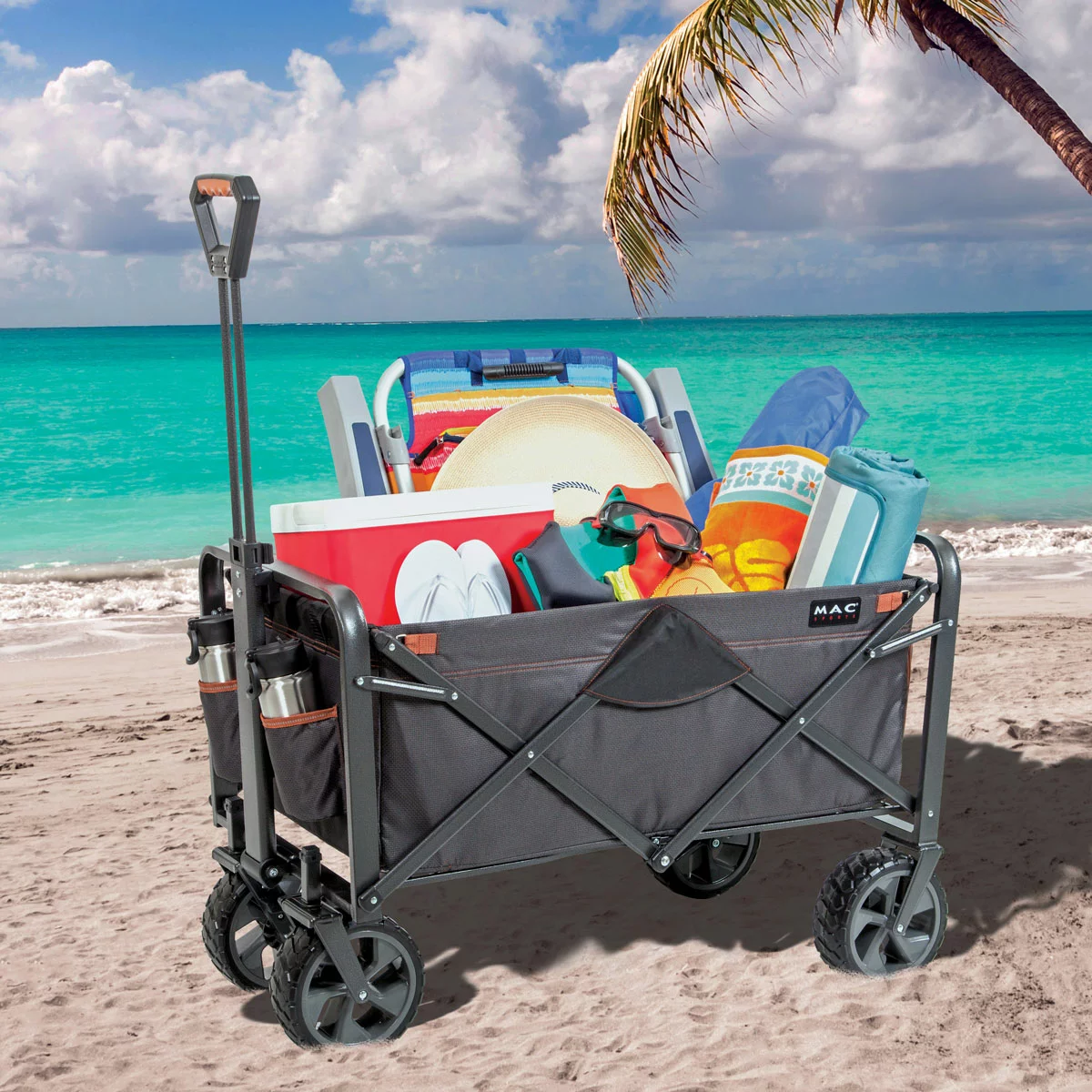 Mac Sports XL Steel Folding Wagon with Brakes