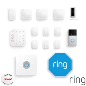 Ring 13 Piece Alarm 2nd Generation Full Home Kit with Siren Indoor Camera and Video Doorbell