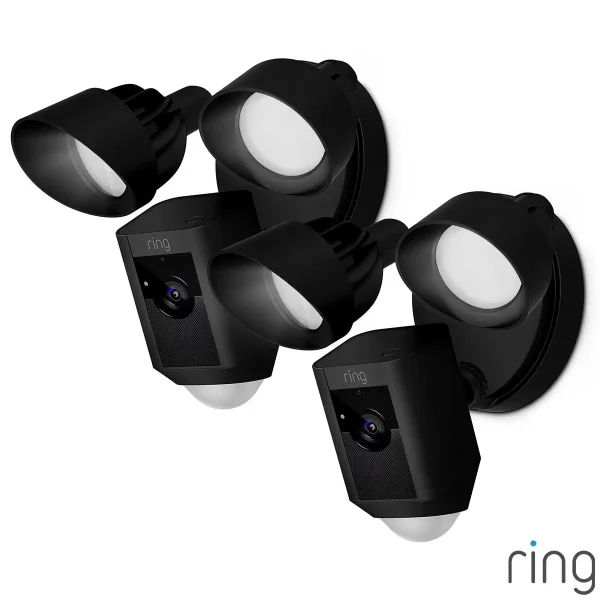 Ring Hardwired Floodlight Cam Plus in Black 2 Pack
