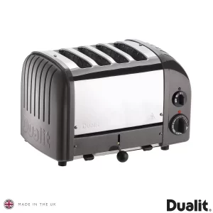Dualit 4 Slot Classic Toaster With Sandwich Cage Metallic Charcoal 40593