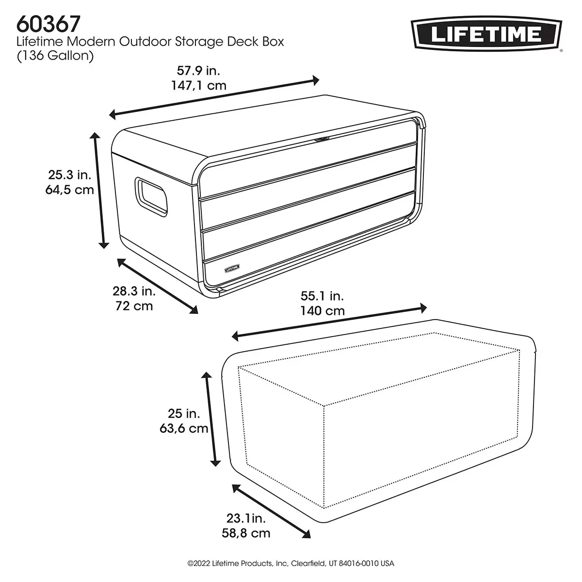 Lifetime 514 Litre Modern Outdoor Storage Deck Box Model 60367U - Image 4