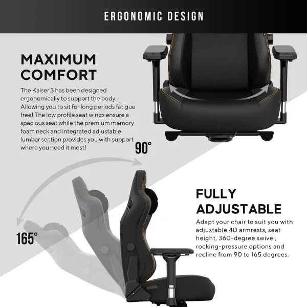 anda seaT Kaiser Series 3 XL Gaming Chair in Black - Image 3