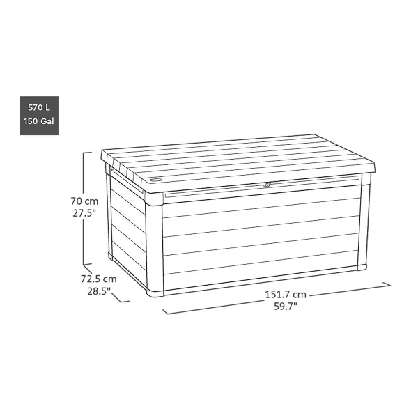 Keter Ashwood Signature 570 Litre Outdoor Storage Deck Box - Image 3