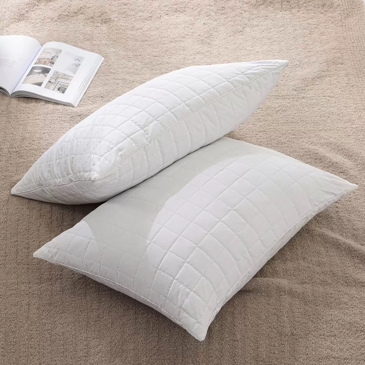 Hotel Grand Memory Foam Rolled Pillows 2 Pack