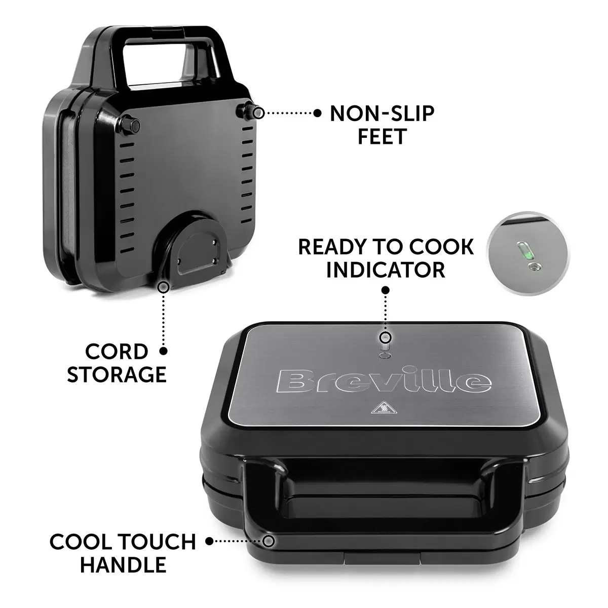Breville 3 in 1 Sandwich Waffle and Panini Maker VST098 - Image 2