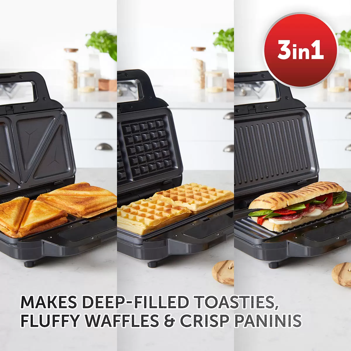 Breville 3 in 1 Sandwich Waffle and Panini Maker VST098 - Image 3
