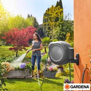 Gardena Wall-Mounted 30m Hose Box with Automatic Roll-Up