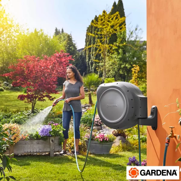 Gardena Wall-Mounted 30m Hose Box with Automatic Roll-Up