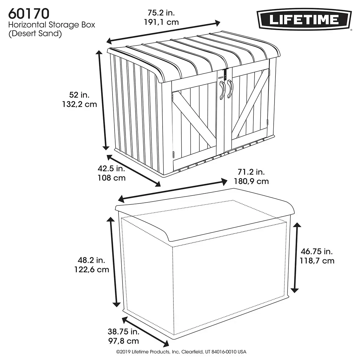 Lifetime Horizontal 2190 Litre Storage Shed Model 60170 - Image 2