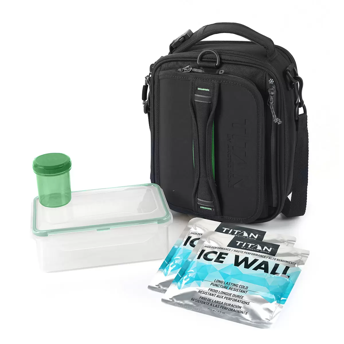 Titan Expandable Lunchbox with Ice Walls in Black