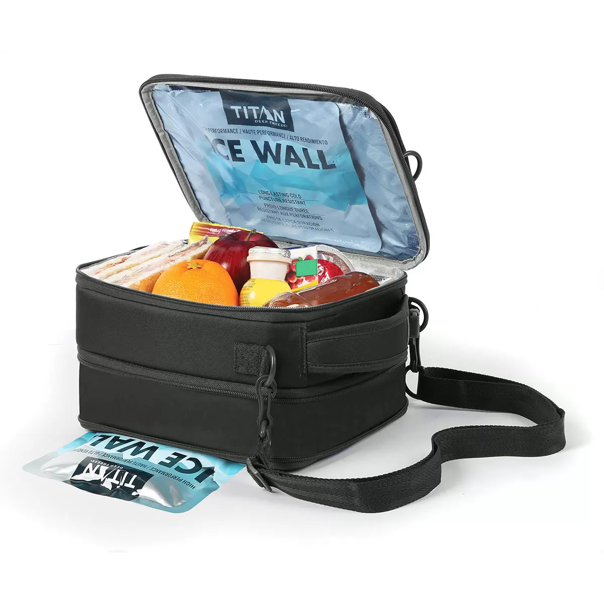 Titan Expandable Lunchbox with Ice Walls in Black