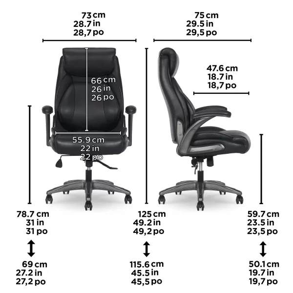 La-Z-Boy Air Lumbar Managers Office Chair with Flip Up Arms Black - Image 3