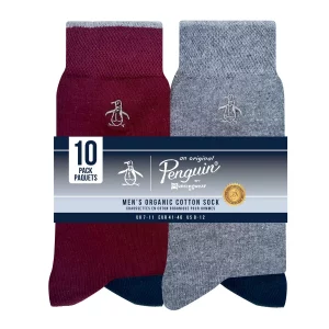 Penguin Premium Men Organic Cotton Socks 10 Pack in Multi Color Size 7-11