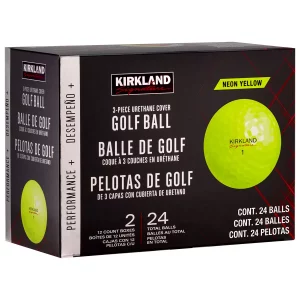 Kirkland Signature 3-Piece Urethane Cover Neon Yellow Golf Balls 24 Pack