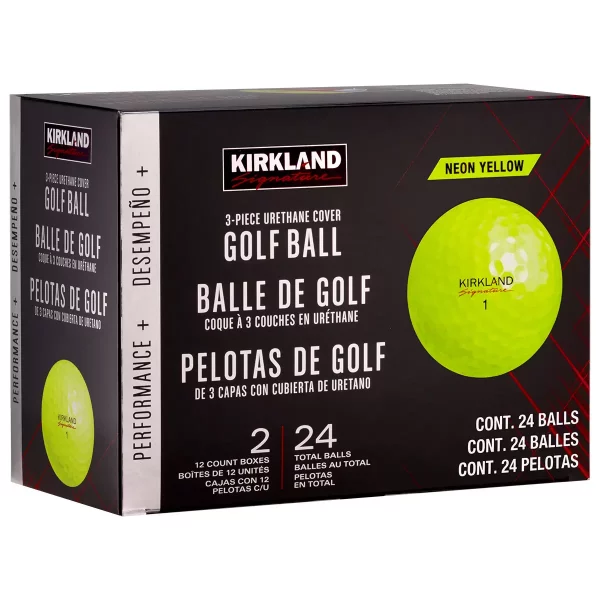 Kirkland Signature 3-Piece Urethane Cover Neon Yellow Golf Balls 24 Pack
