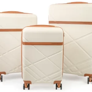 London Fog Elegant Eton Wheeled Matching Luggage Set in Cream