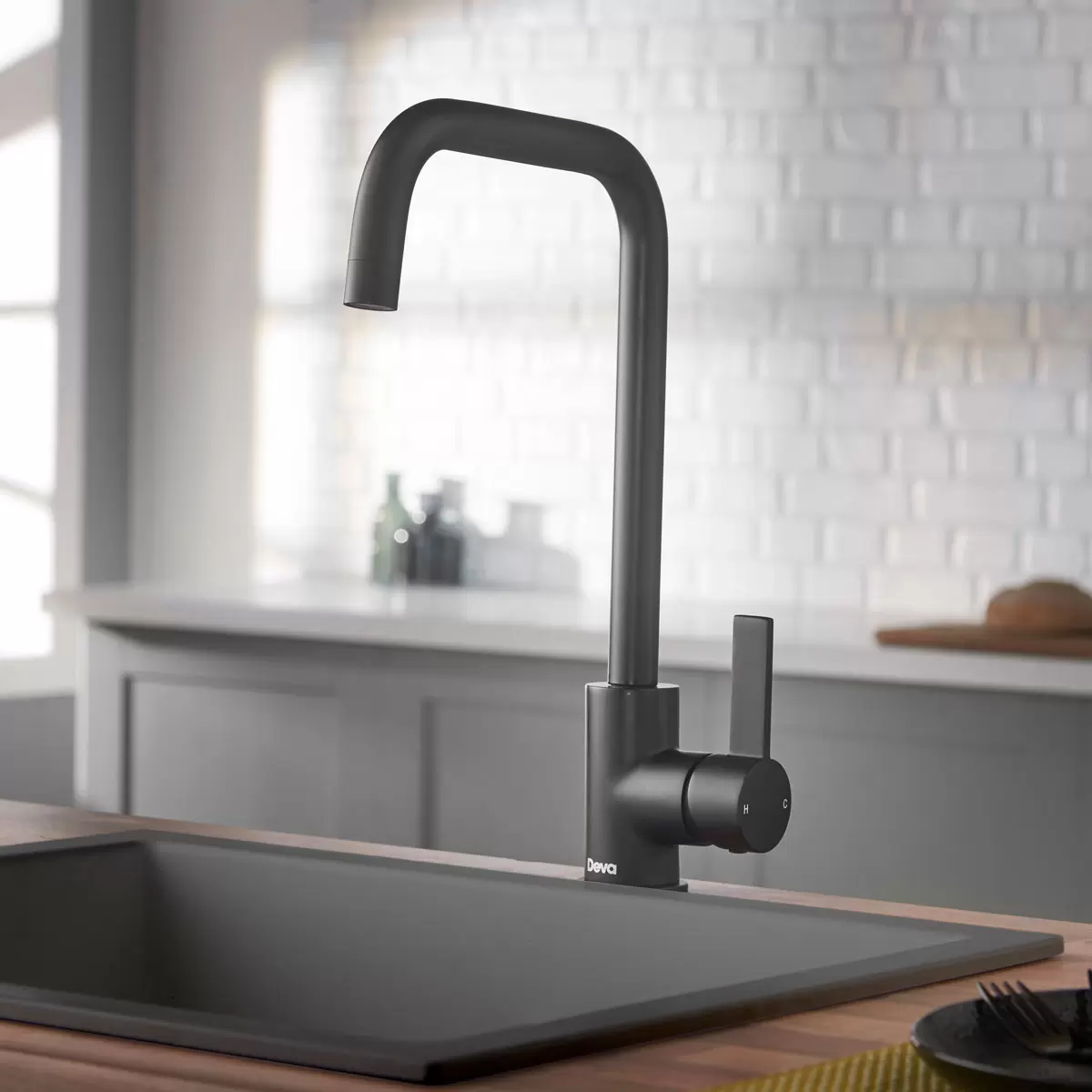 Deva Ashworth Kitchen Sink Mixer Tap In Matte Black Model ASH104BK
