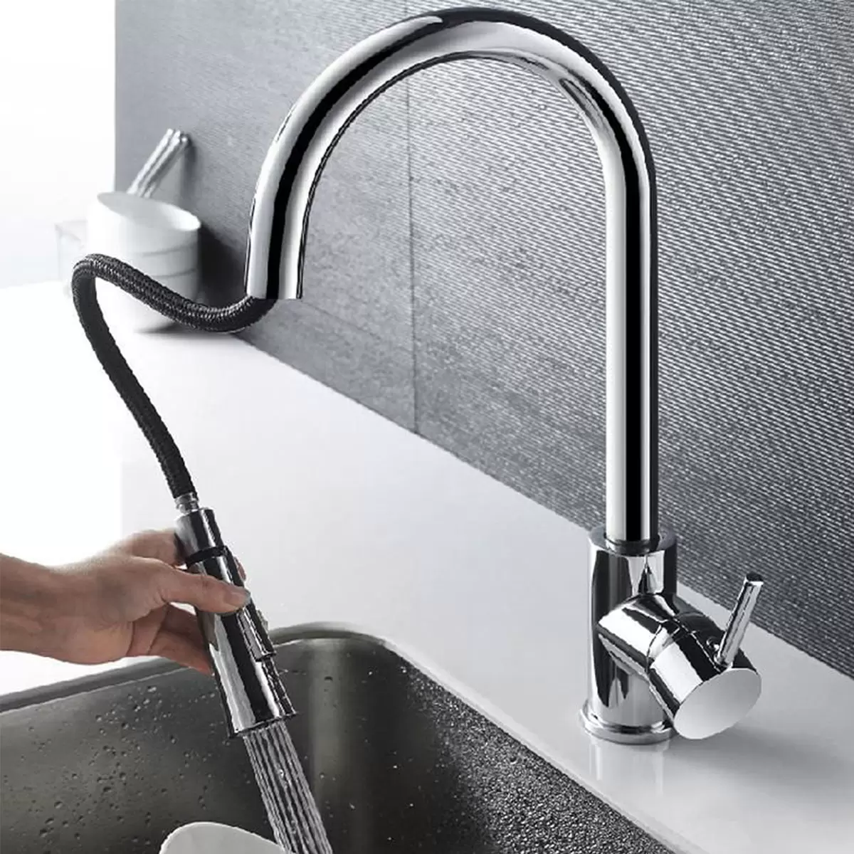 Deva Pendle Kitchen Pull Out Sink Mixer Tap In Chrome Model PEN104 - Image 5
