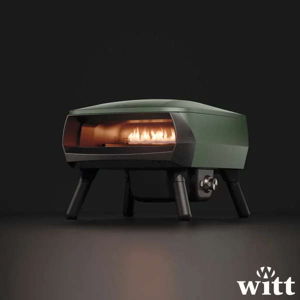 Witt Piccolo Rotante Gas Powered 13 inch Pizza Oven 5 Piece Bundle in Green
