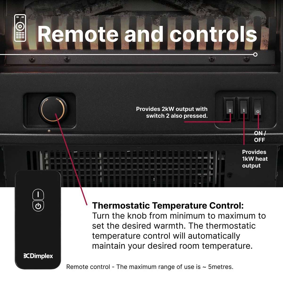 Dimplex Springborne Optiflame Electric Freestanding Stove 2kW - Image 4