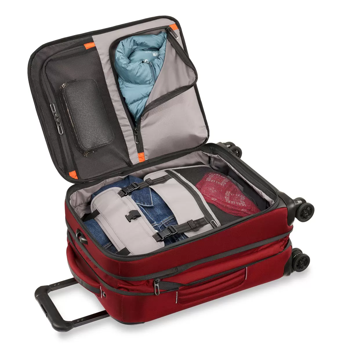 Briggs & Riley ZDX 53cm Carry-On Expandable 4 Wheel Spinner Suitcase in Brick - Image 3