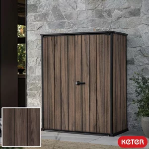 Keter Rosewood 1415 Litre Vertical Storage Shed with Shelves