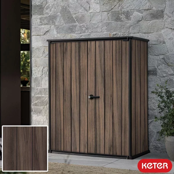 Keter Rosewood 1415 Litre Vertical Storage Shed with Shelves