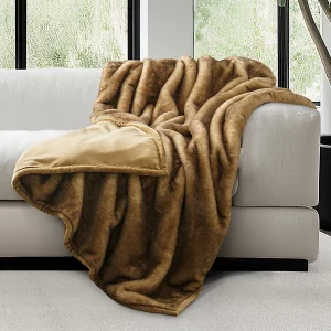 Mon Chateau Luxe Faux Fur Throw in Taupe