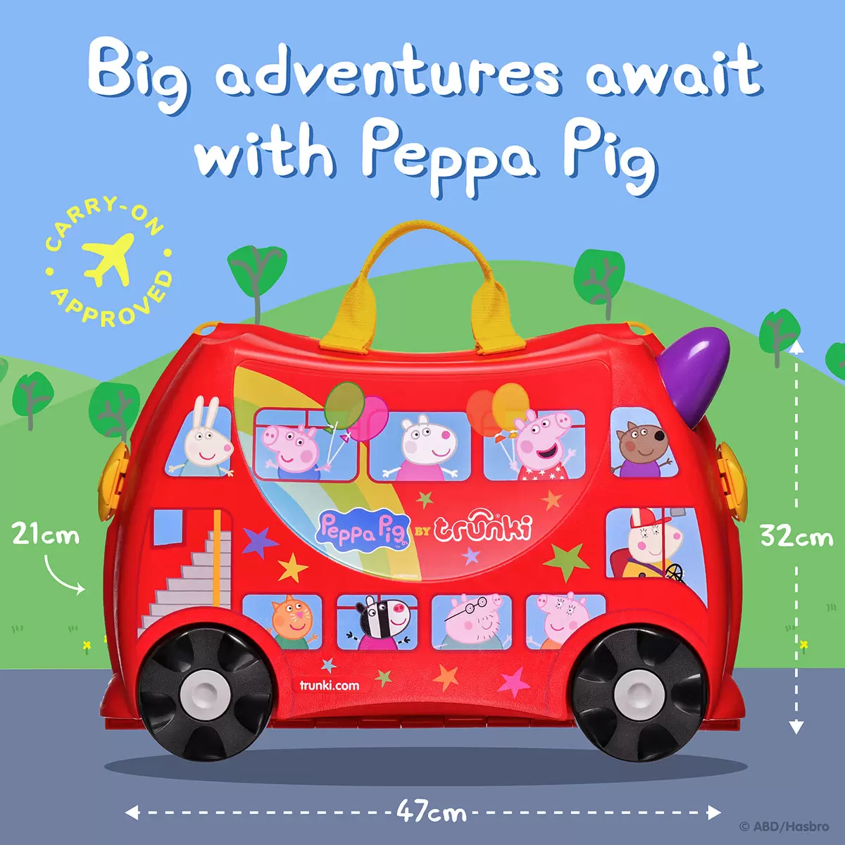 Trunki Peppa Pig Party Bus Ride On Hardside Case - Image 8