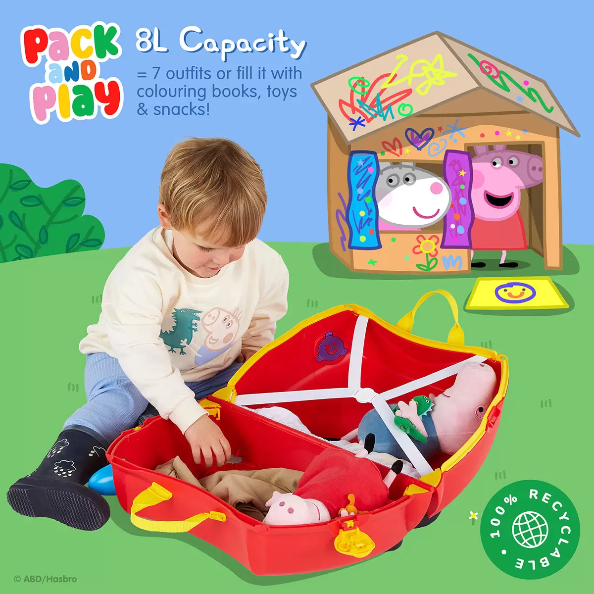 Trunki Peppa Pig Party Bus Ride On Hardside Case - Image 7