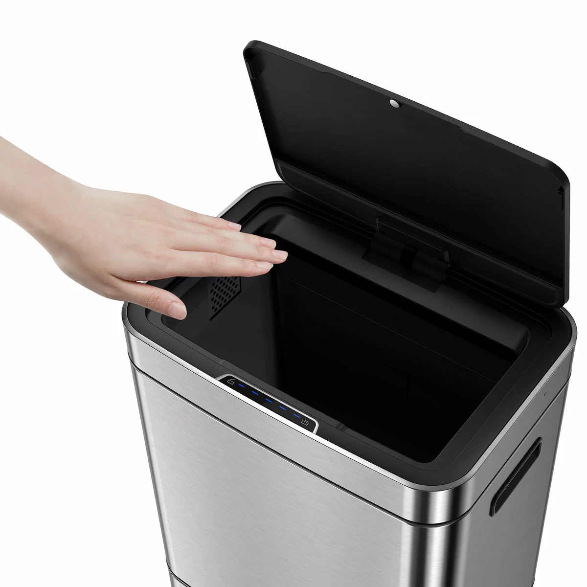 EKO 54 Litre Stainless Steel Dual Compartment Recycling Motion Sensor Bin - Image 4