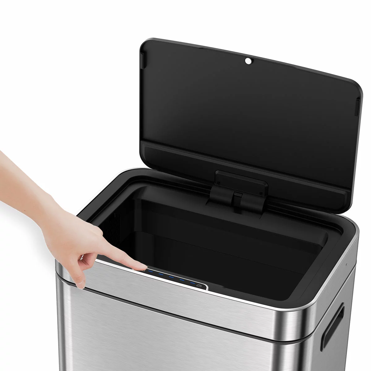 EKO 54 Litre Stainless Steel Dual Compartment Recycling Motion Sensor Bin - Image 3