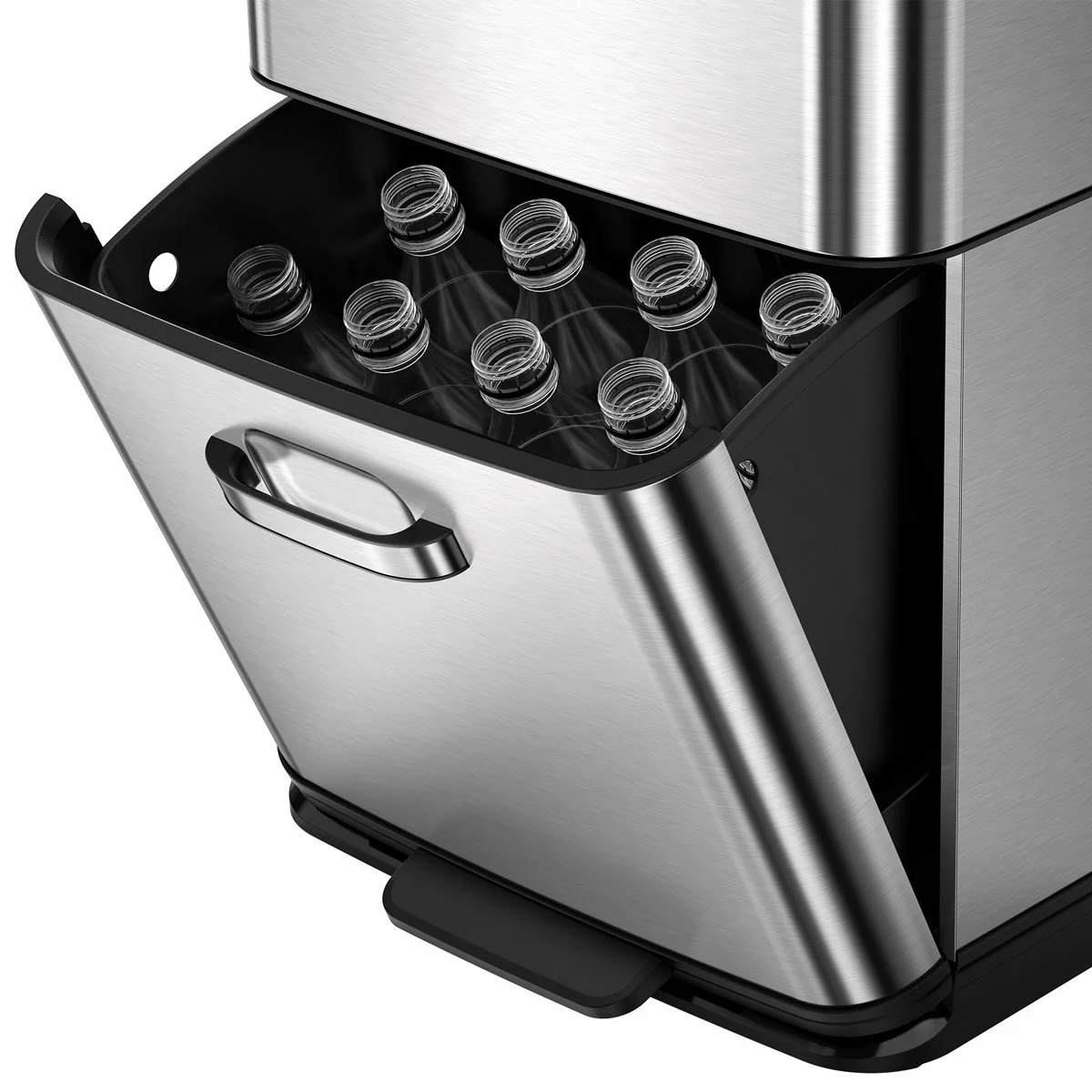 EKO 54 Litre Stainless Steel Dual Compartment Recycling Motion Sensor Bin - Image 2