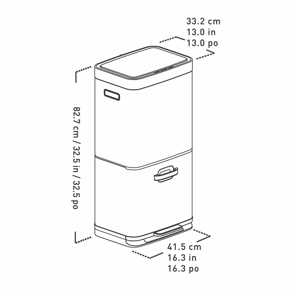 EKO 54 Litre Stainless Steel Dual Compartment Recycling Motion Sensor Bin - Image 6