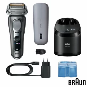 Braun Series 9 Pro+ 9675cc Electric Shaver with Cleaning Station and Power Case in Grey
