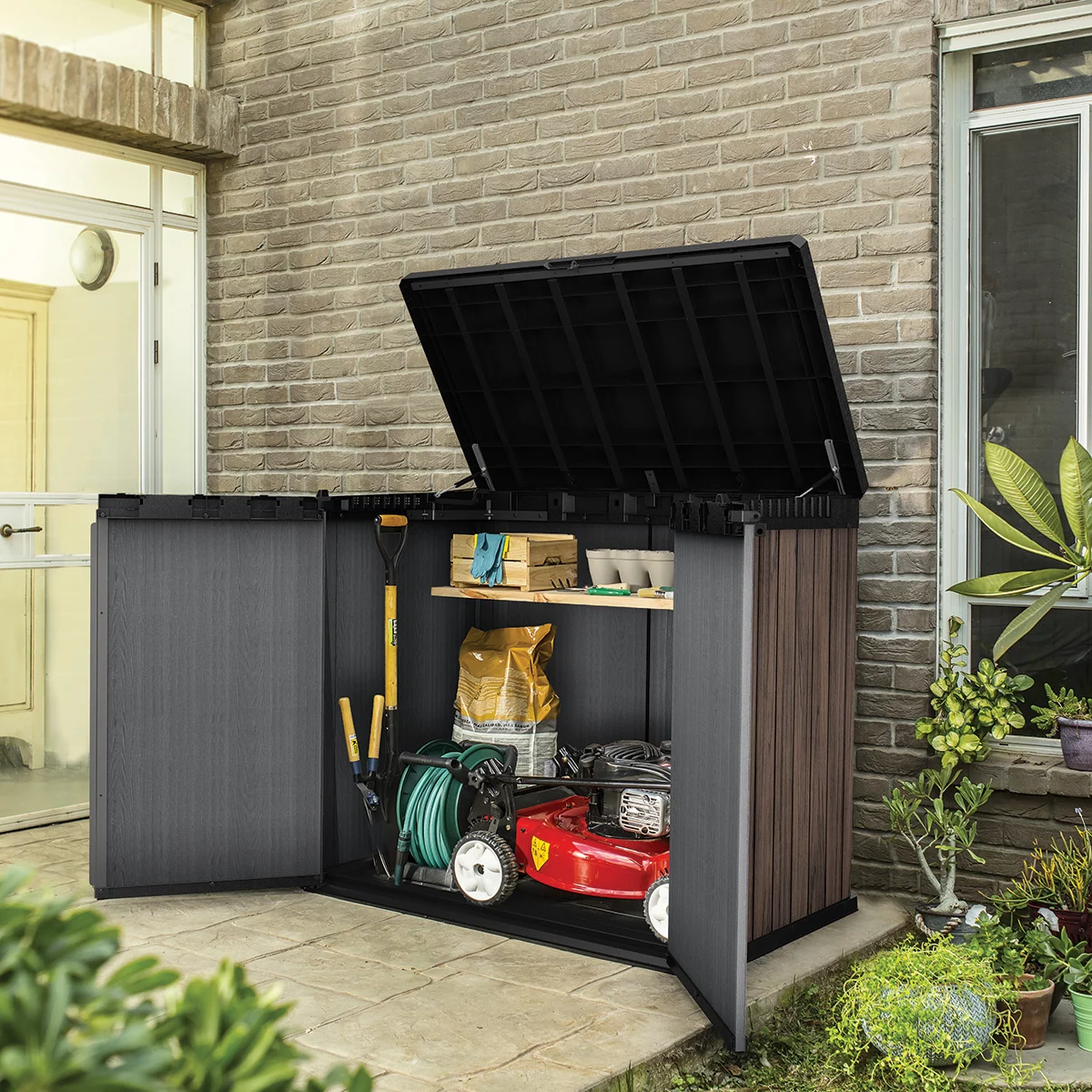 Keter Rosewood 1150 Litre Horizontal Storage Shed - Image 4
