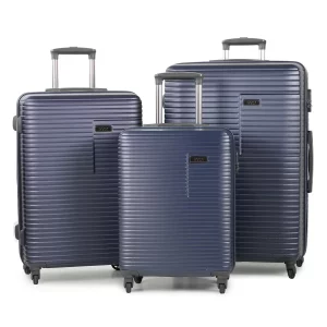 Rock Pacific 3 Piece Hardside Luggage Set in Navy