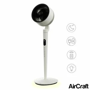 AirCraft AirLUME Cordless Air Circulator Fan with Dimmable Lighting in Stone White