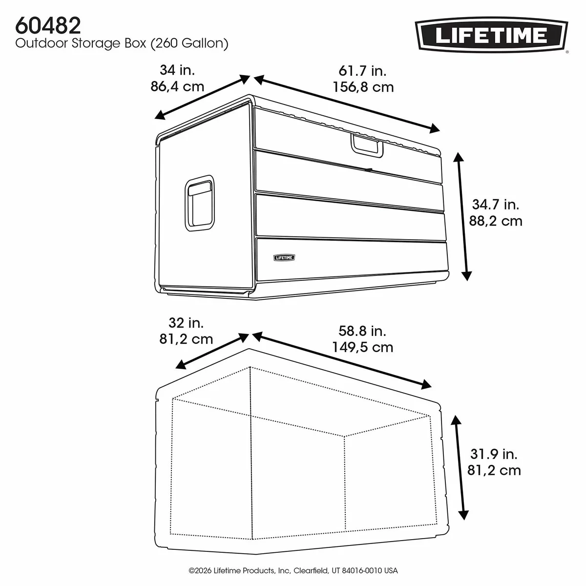 Lifetime 985 Litre Deck Box with Divider Model 60482 - Image 7